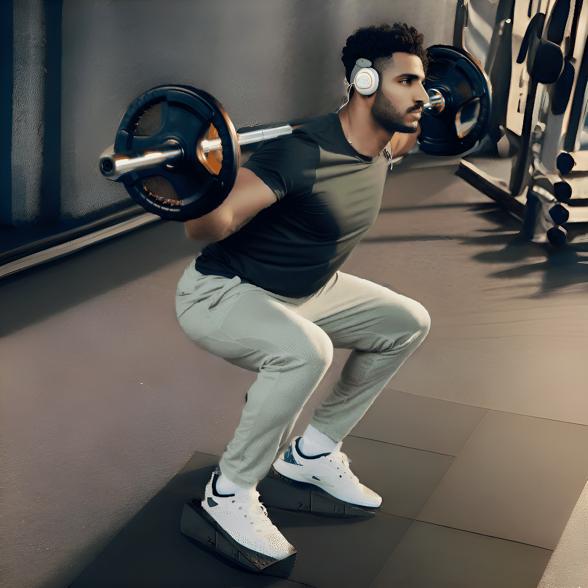 Weightlifter using Flexelent Squat Wedges for deeper squats and improved form.