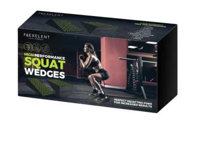 Flexelent Squat Wedges fitness gift packaging with workout visuals.